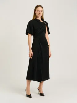 SATIN GEORGETTE DRAPED DRESS