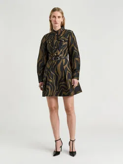 ABSTRACT ZEBRA LINEN VISCOSE SHIRTDRESS