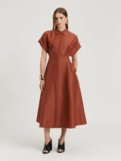 LINEN VISCOSE BLEND HOURGLASS SHIRTDRESS