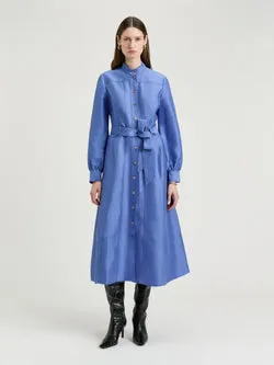 HYDRANGEA LINEN VISCOSE MIDI SHIRTDRESS