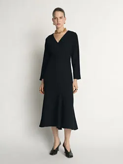 Double Weave V Neck Midi Dress