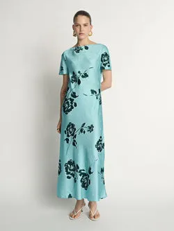 Stamp Floral Bias Dress