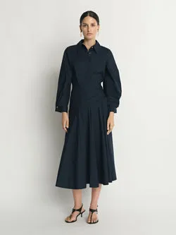Cotton Gathered Midi Dress