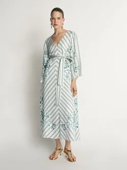 Floral Pinstripe Maxi Dress