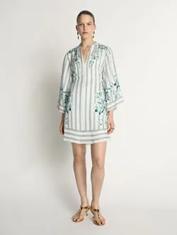 Floral Pinstripe Mini Dress