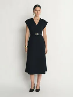 Ponte Seamed Midi Dress