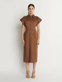 Stretch Cotton Belted Shirtdress