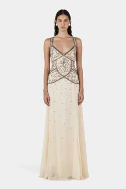 Maja Beaded Maxi Dress Silver Veil