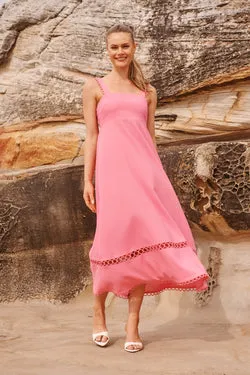 Luxe Enchant Maxi Dress in Pink Linen Blend