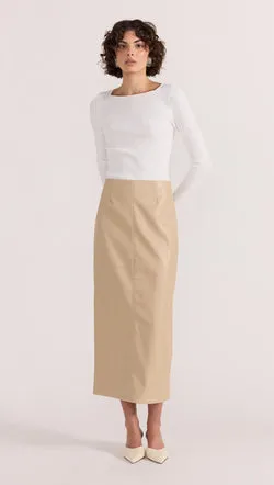 Mira Faux Leather Midi Skirt