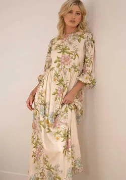 Momento Cream Floral Maxi Dress