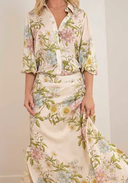 Momento Cream Floral Maxi Skirt