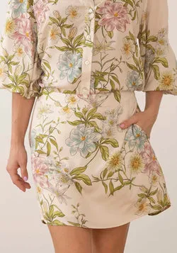 Momento Cream Floral Mini Skirt