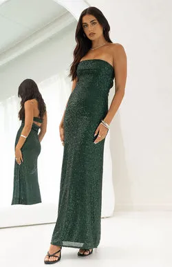 Maiah Emerald Green Sequin Maxi Dress