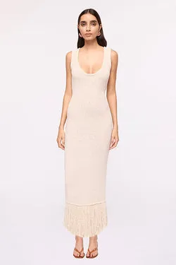 Malta Fringe Knit Maxi Dress - Natural