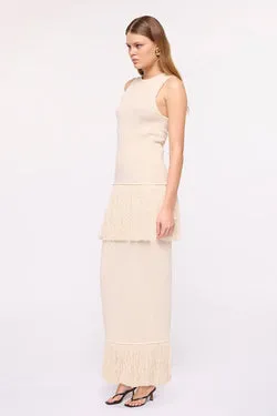 Malta Fringe Knit Maxi Skirt - Natural