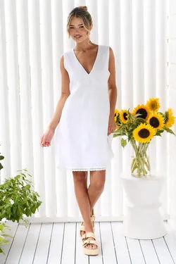Mara Crochet Trim Dress - White