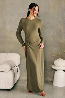 Mia Ruched Dress - Green - FINAL SALE
