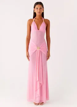 Miyah Halter Hardware Maxi Dress - Baby Pink