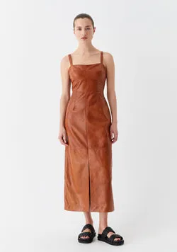Nikita Leather Dress_Tan
