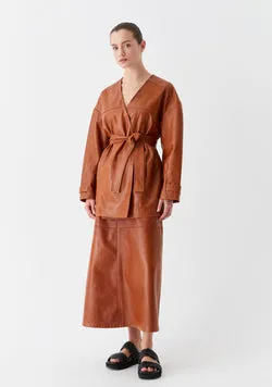 Nikita Leather Skirt_Tan