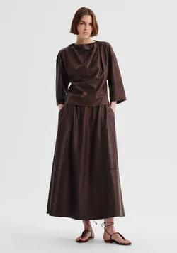 Addison Leather Skirt_Chocolate