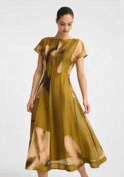 Astra Pintuck Dress_Moss