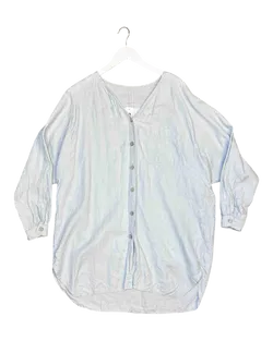 Size XL | Not Perfect Light-Blue Linen Shirt Mini Dress