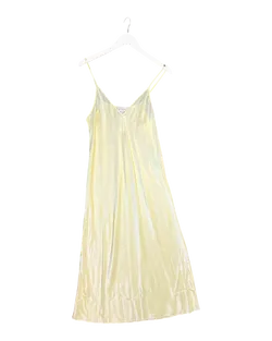 Size 3 (L) | Lee Mathews Silky Sheer Yellow Midi Dress