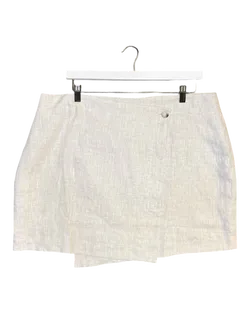 Size 18 (3XL) | Aere Oatmeal Linen Wrap Mini Skirt NWT