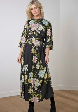 Night Garden Black Floral Maxi Dress