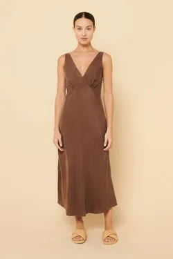 REESE CUPRO V NECK MIDI DRESS