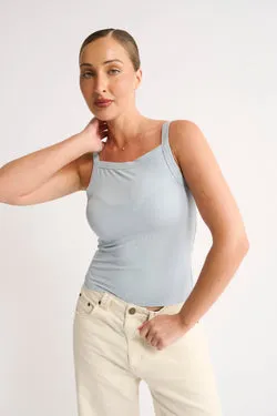 Nara Square Neck Tank Stone Blue - Final Sale