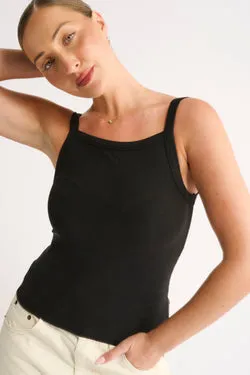 Nara Square Neck Tank Washed Black - Final Sale