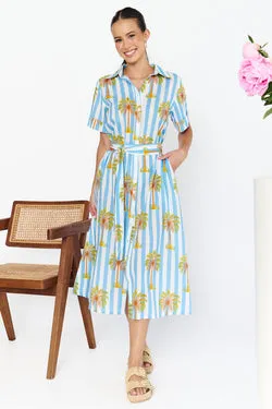 Noosa Dress - Blue Palm BY IVY PEARL - FINAL SALE