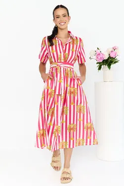 Noosa Dress - Pink Palm BY IVY PEARL - FINAL SALE