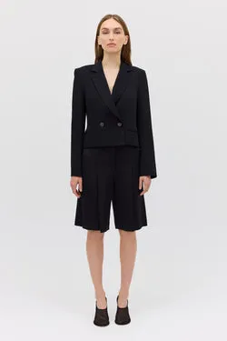 BLACK CREPE SUITING MURMUR JACKET