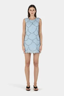 Ophelia Beaded Mini Dress Cornflower