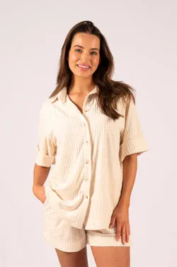 Stephanie Towelling Shirt - Cream