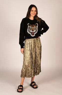 Lilian Pleat Skirt - Crushed Gold