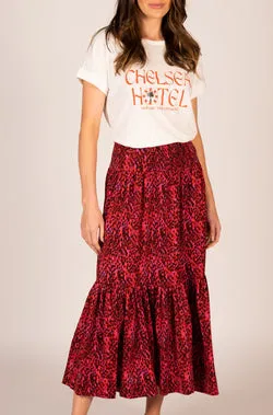 Alessa Maxi Skirt - Magenta Leopard
