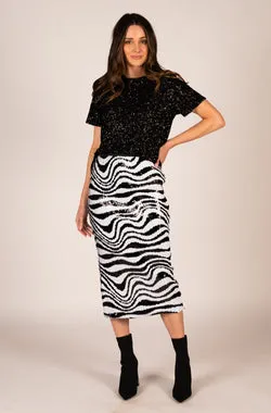 Sara Pencil Skirt - Zebra Sequin Lines