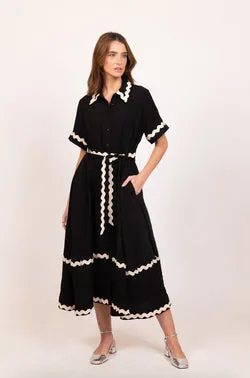 Tianna Ric Rac Dress - Black/ Sand