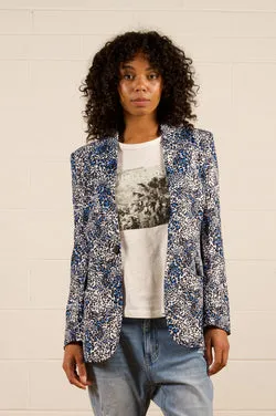 Jules Longline Blazer - Snow Leopard