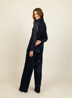 Kat Sequin Pant- Blue Sequin
