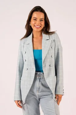 Carrie Blazer - Soft Blue Check
