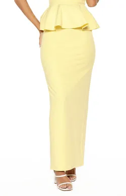 Olina Yellow Crepe Maxi Skirt