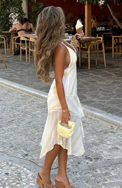 On His Mind Midi Dress Citrus Stripe