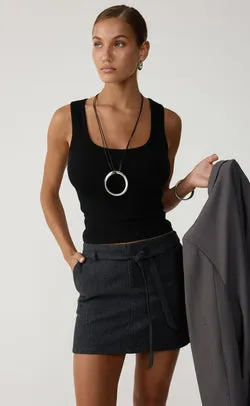 Overtime Mini Skirt (Grey Texture)