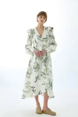 MAEVE LINEN TIE FRONT MIDI DRESS